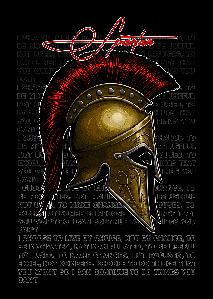 Spartan Helmet with Inspirational Text