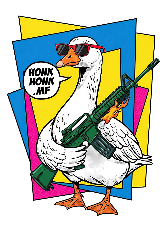 Goose with Sunglasses and Gun