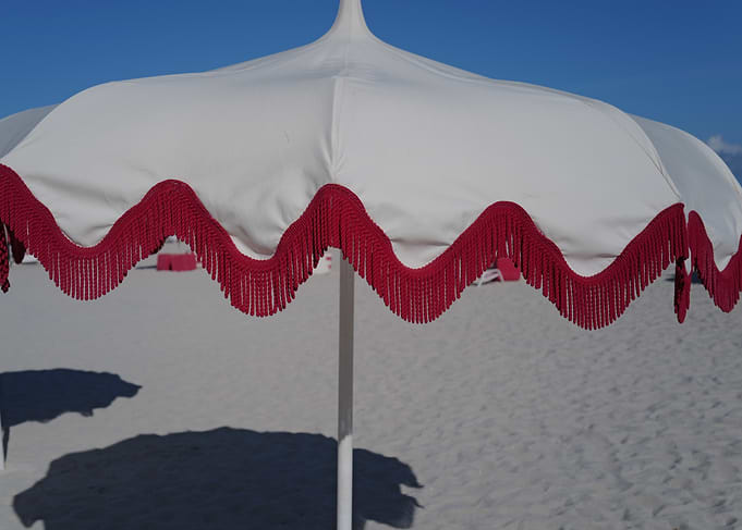 Beach Umbrella with Red Fringe