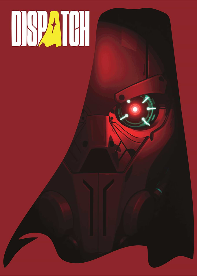 Sci-fi robot eye with Dispatch logo