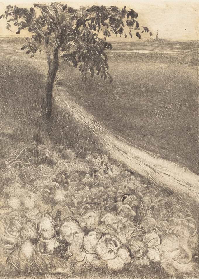 Tree and Field with Flowers