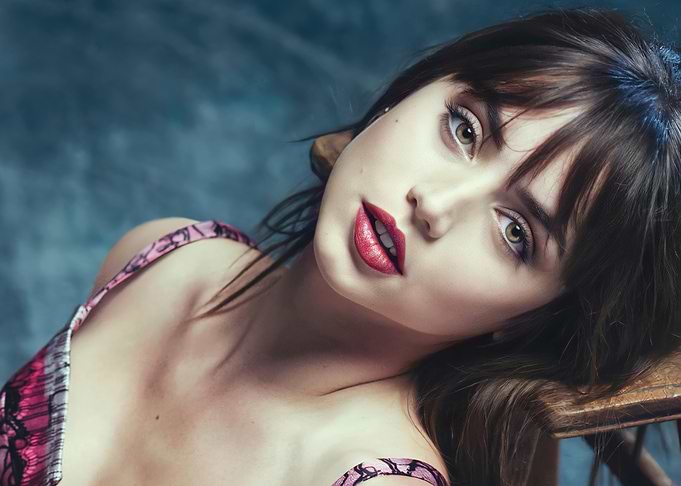 Glamorous ana de armas with Red Lipstick