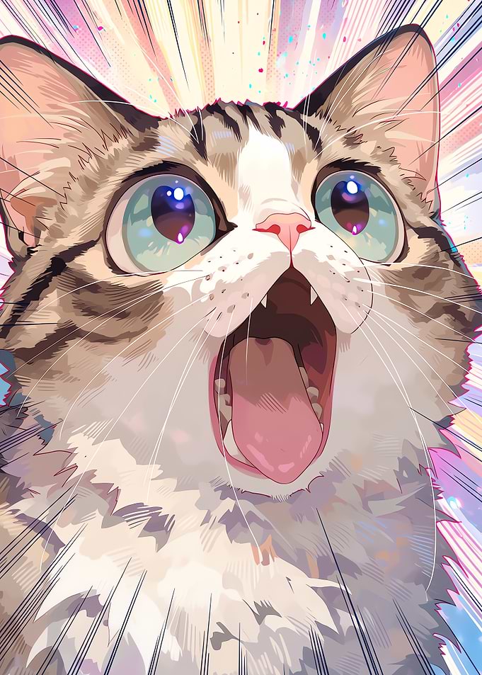 Surprised Cat with Big Eyes