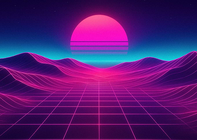 Retro Neon Grid Landscape