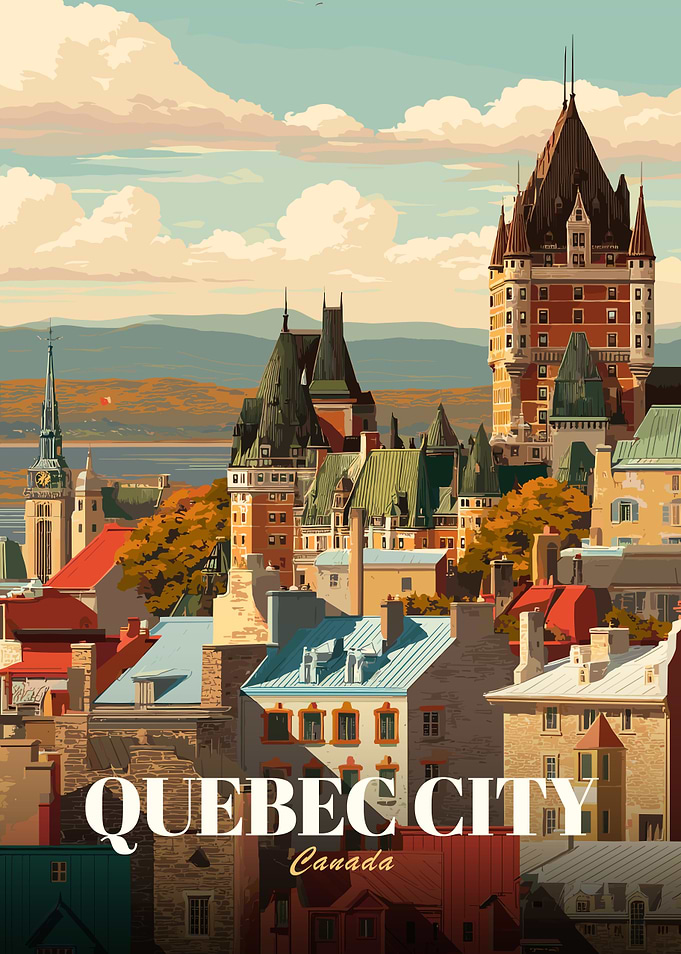 Quebec City Vintage Travel Poster