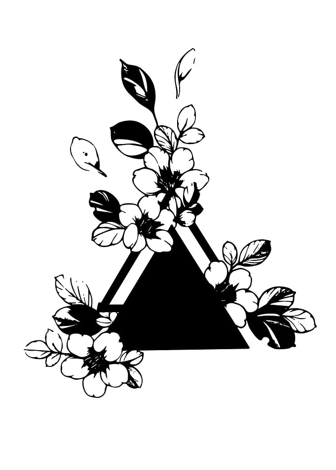 Black and white floral triangle design