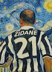 Zidane Juventus Jersey Starry Night Painting