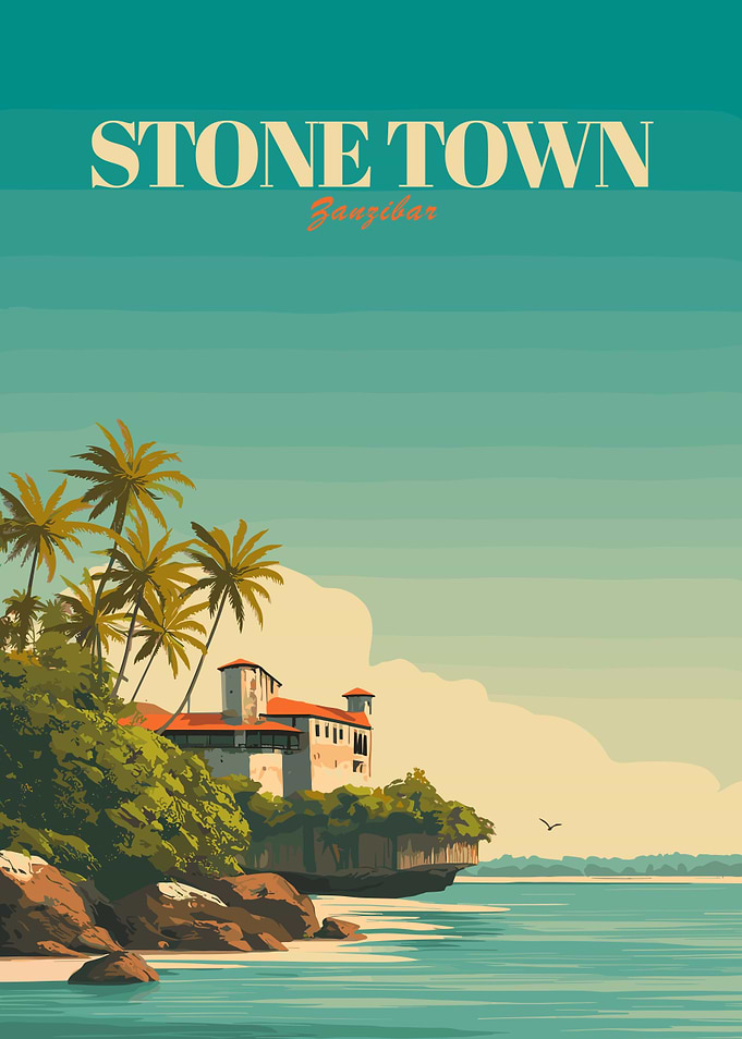 Stone Town Zanzibar Vintage Poster