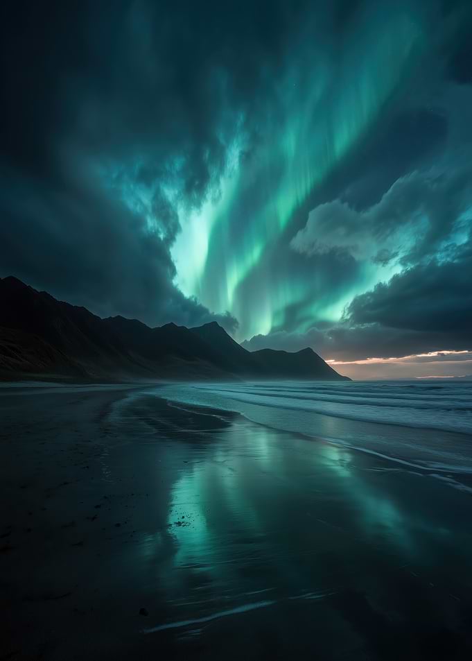 Aurora Borealis over a Beach