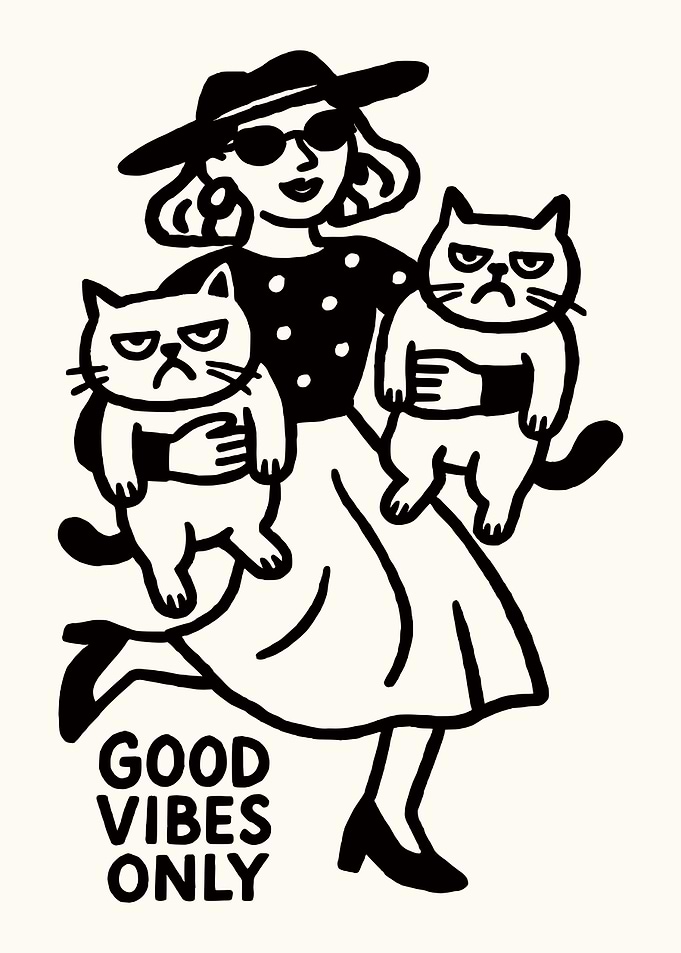 Woman with Grumpy Cats