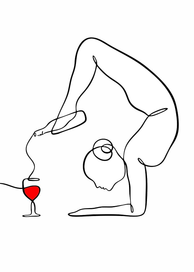 Yoga Pose with Wine