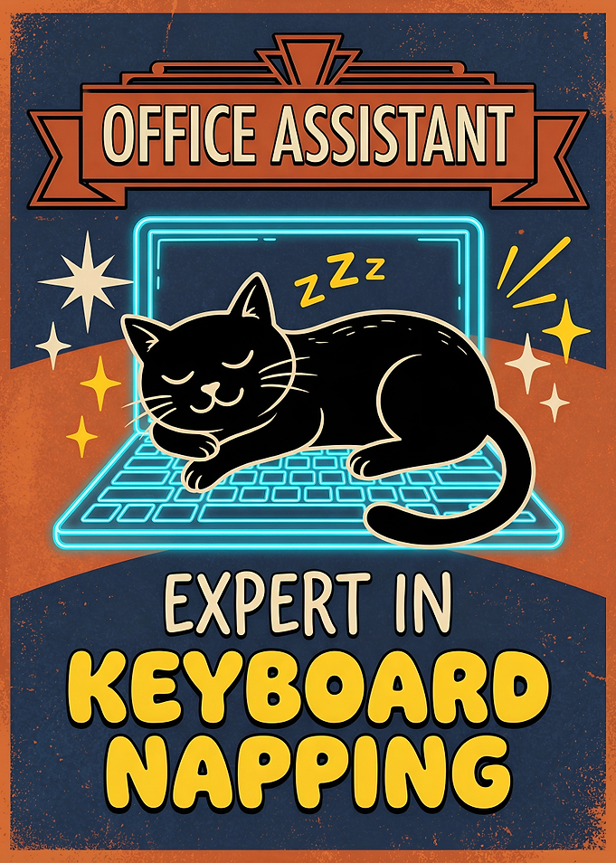 Office Assistant Cat Expert in Keyboard Napping