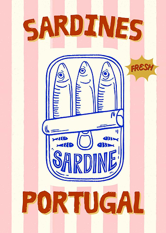 Sardines Portugal Vintage Poster Sardines Tin