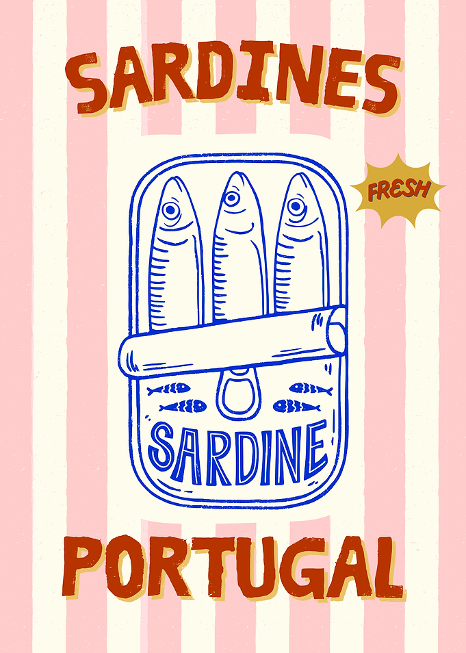 Sardines Portugal Vintage Poster Sardines Tin