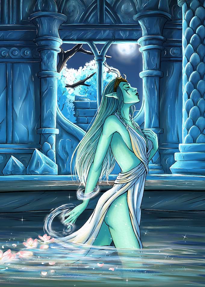 Sacred Temple - Onaya in moonlit Water