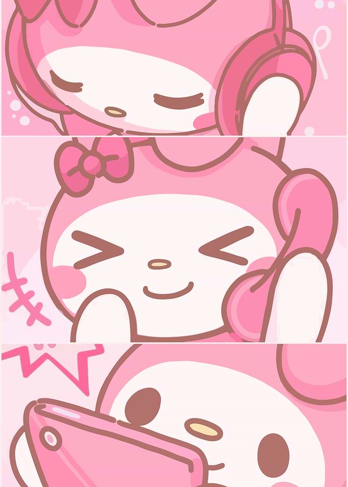 My Melody with Headphones and Phone