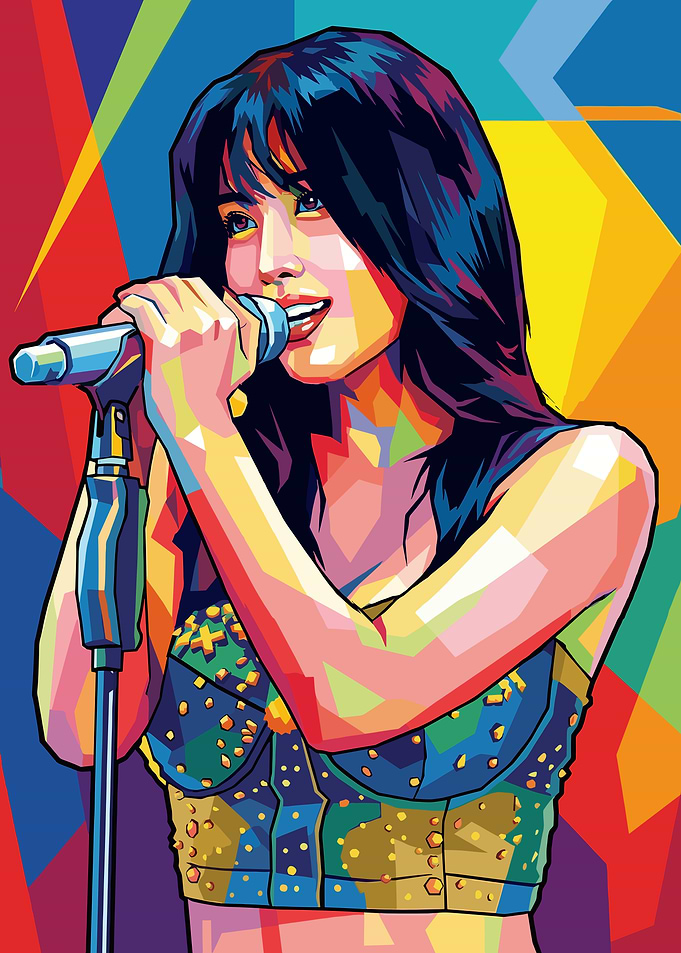 Pop Art Singer with Microphone