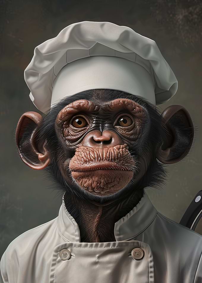 Chimpanzee Chef with Knife