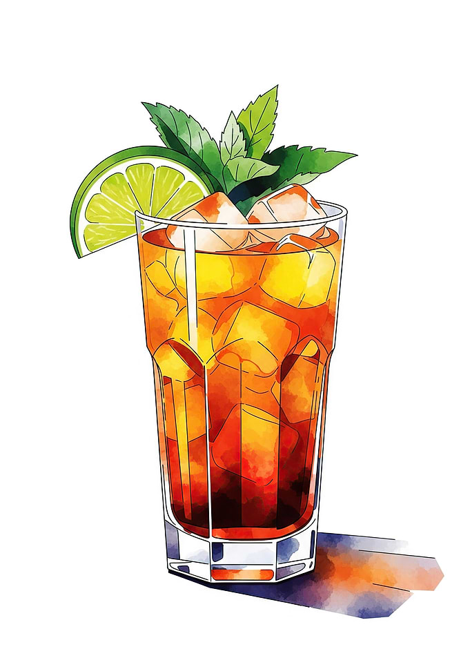 Watercolor Long Island Iced Tea