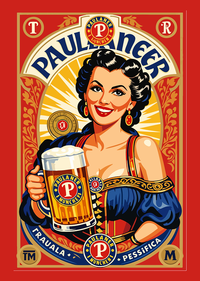 Paulaner Beer Woman with Mug