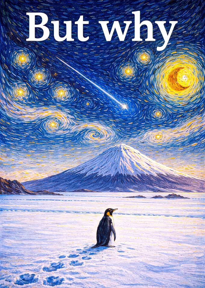 Penguin Under Starry Night Sky