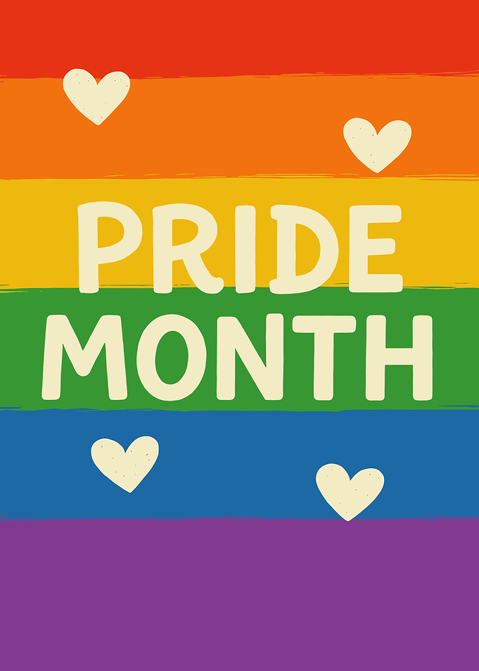 Pride Month Rainbow Hearts Text Art