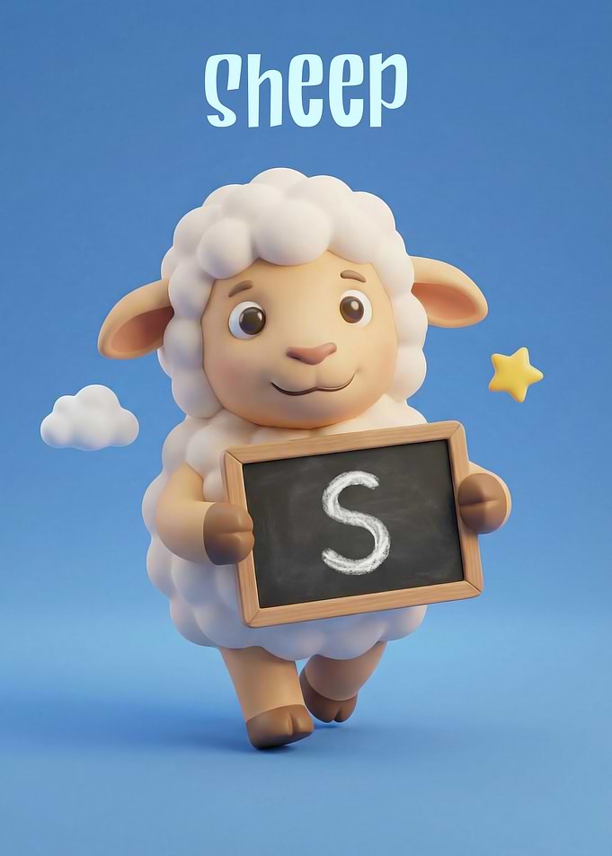 Cute Sheep Holding a Chalkboard