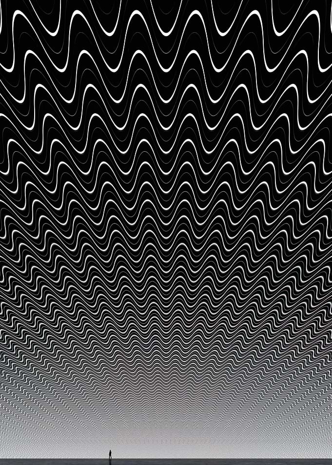 Abstract Wavy Pattern with Silhouette