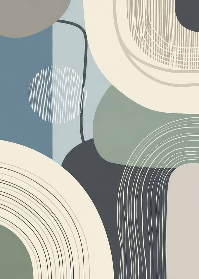 Abstract Geometric Shapes with Line Art