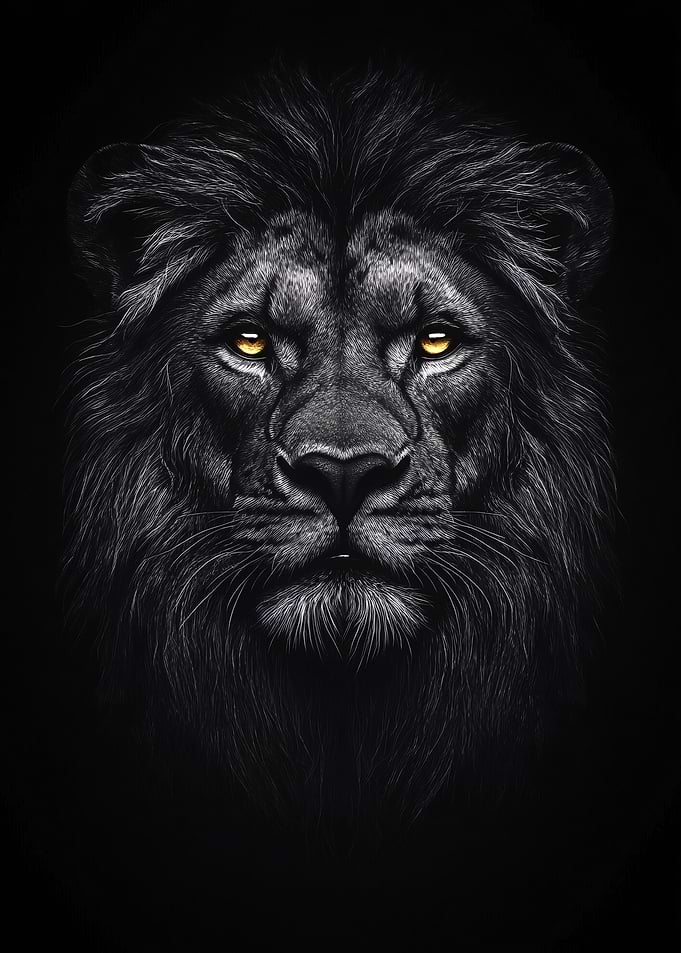 Black Lion with Golden Eyes