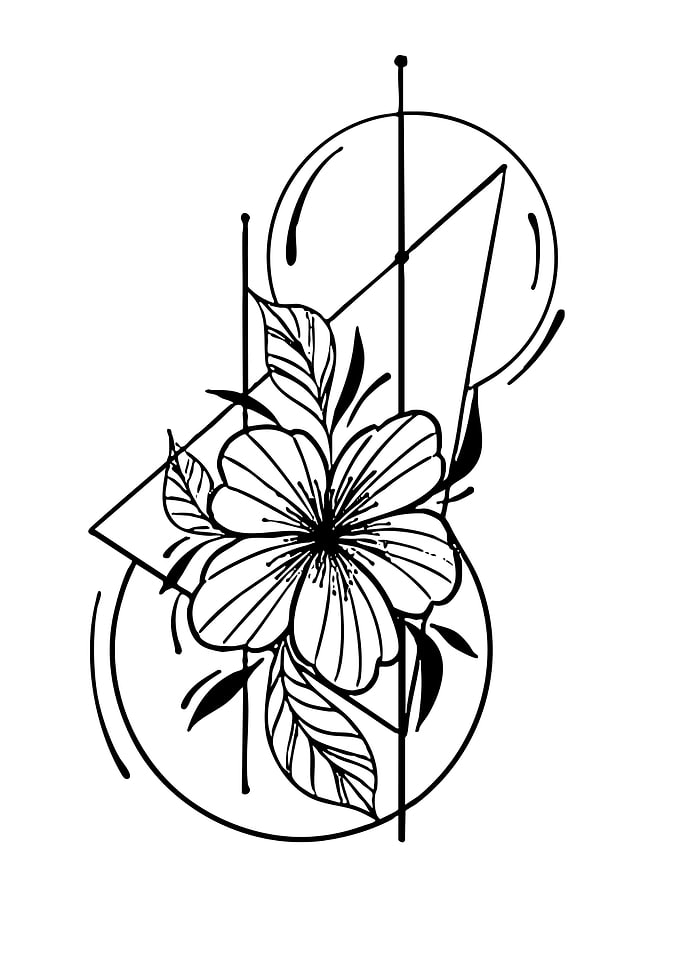Geometric Flower Tattoo Design