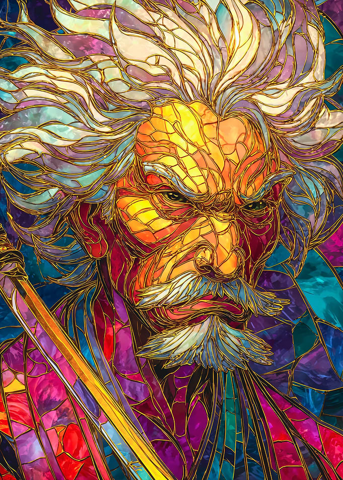 Intense Stained Glass Fantasy Warrior
