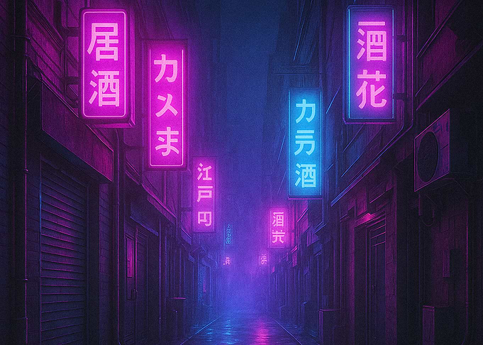 Neon Alleyway at Night