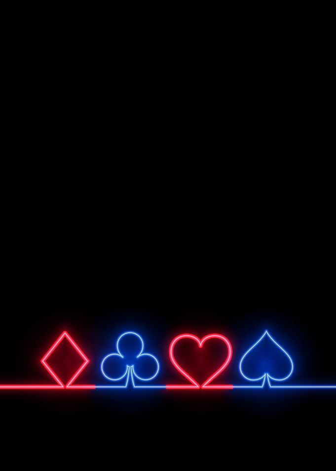 Neon Playing Card Suits on Black Background