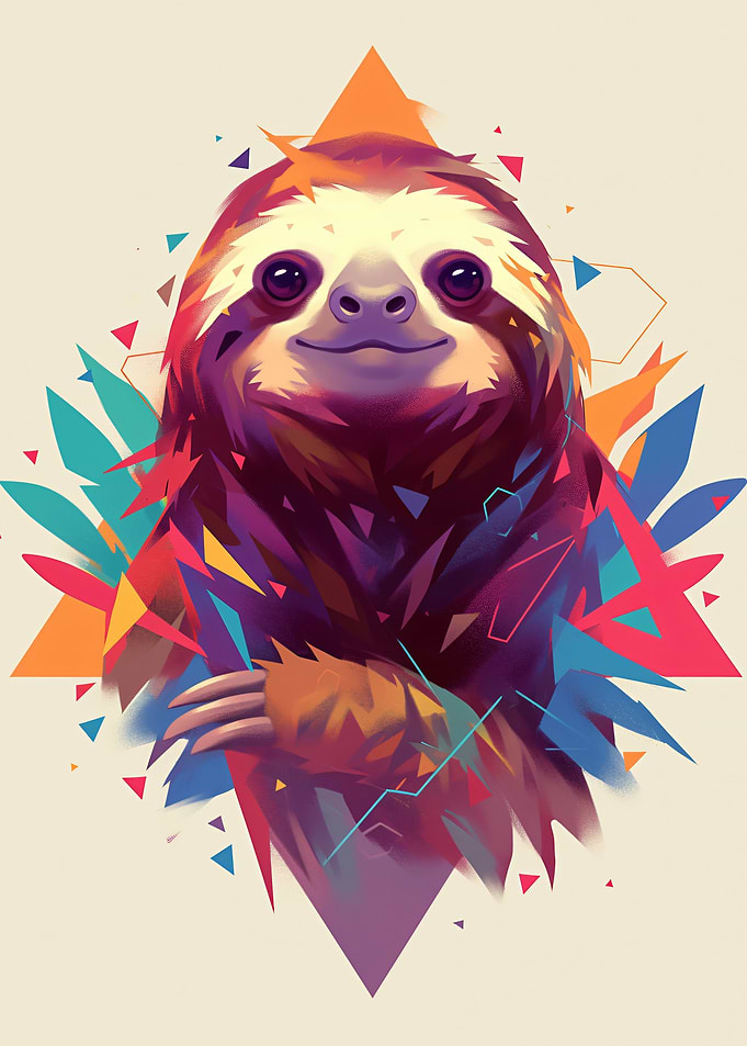 Geometric Sloth Portrait
