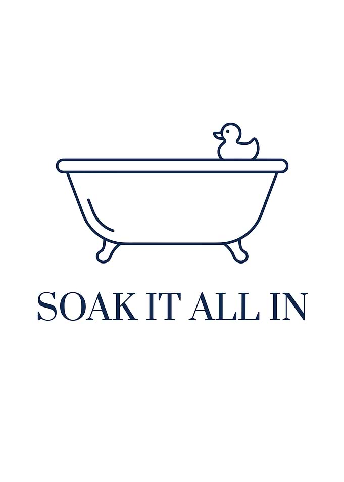 Bathtub with Rubber Duck and Text