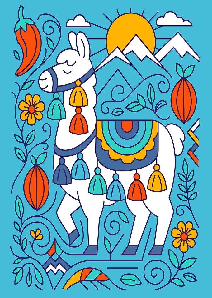 Llama in a Mountain Landscape