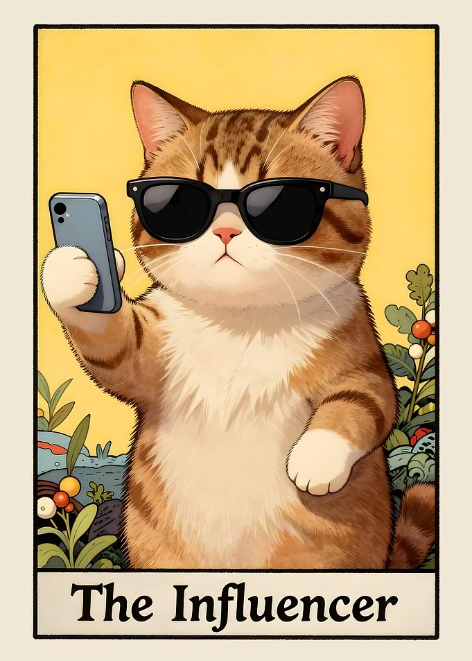 The Influencer Cat Funny Tarot Card