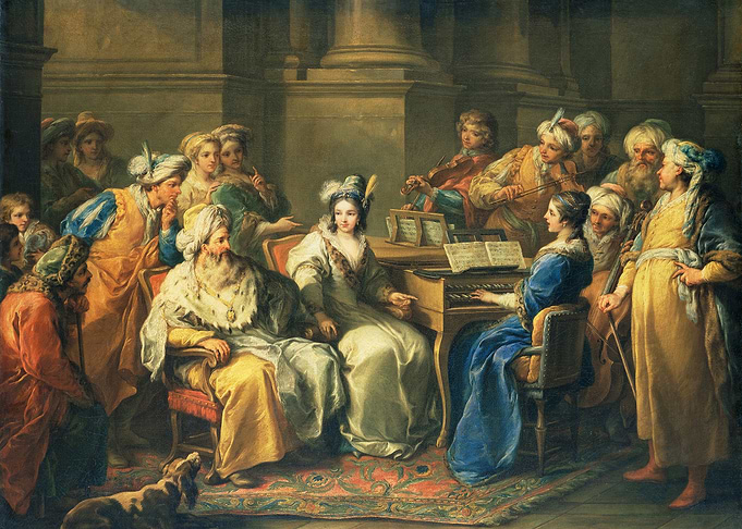 A Musical Gathering with a Dog