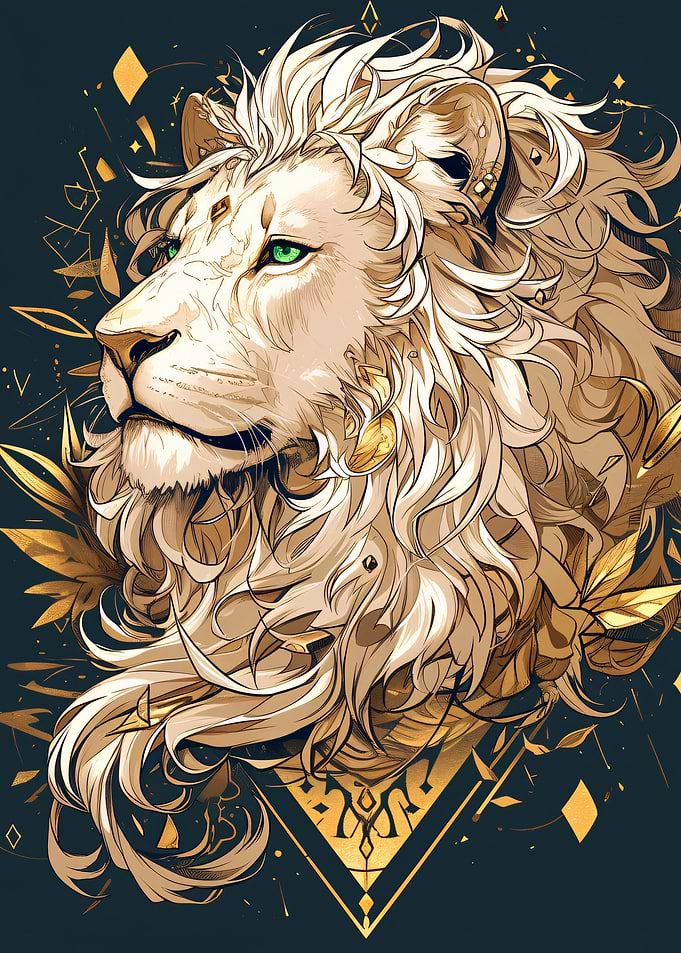 Majestic Lion with Golden Accents