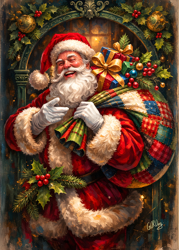 Santa Claus with a sack of gifts