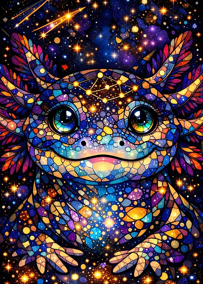 Cosmic Axolotl Stained Glass