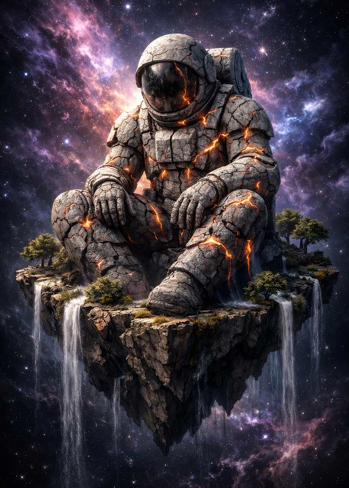 Stone Astronaut in Space