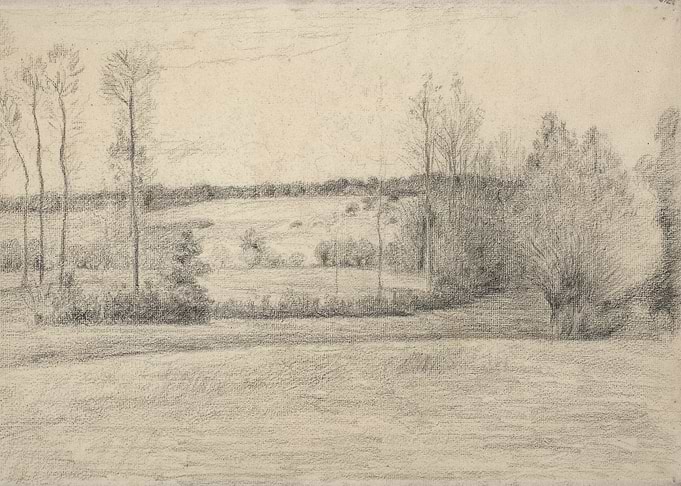 Pencil Sketch of a Rural Landscape