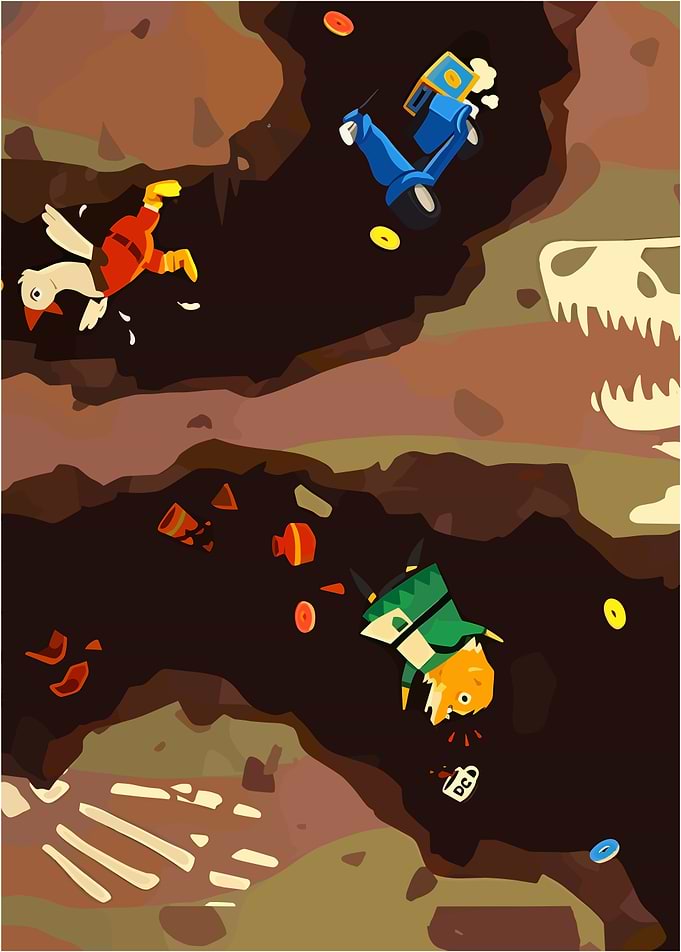 Archaeological Dig with Cartoon Characters