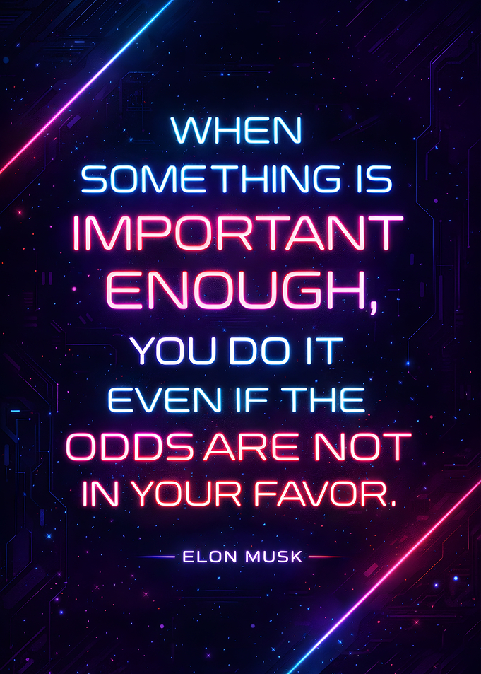 Elon Musk Inspirational Quote Neon Art