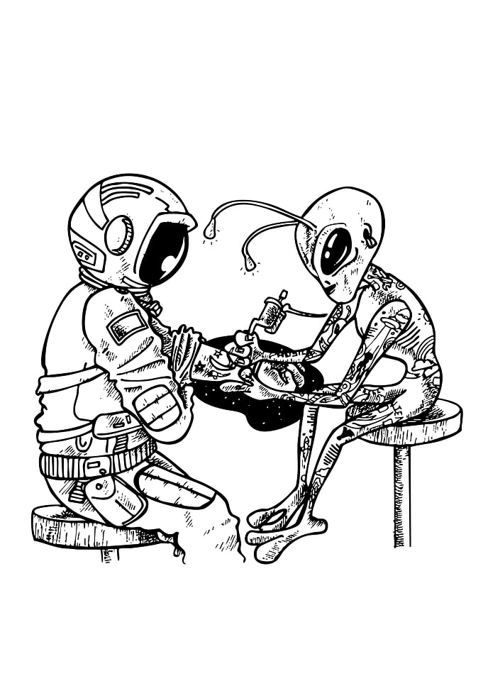 Astronaut tattoos alien