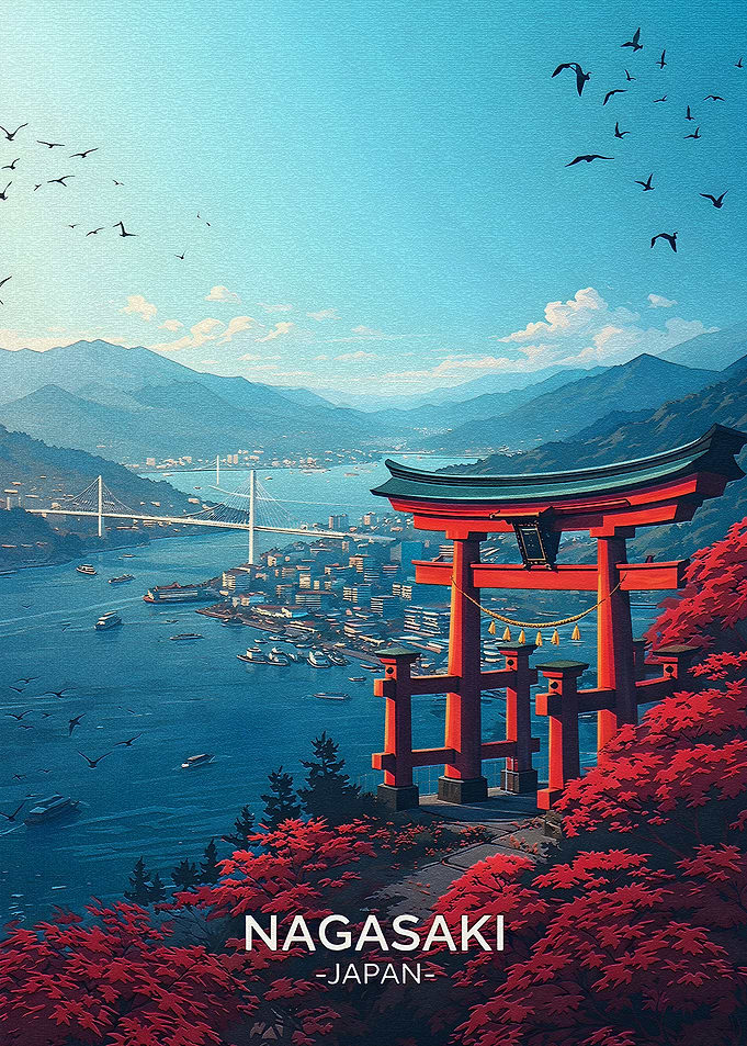 Nagasaki Japan Torii Gate Landscape