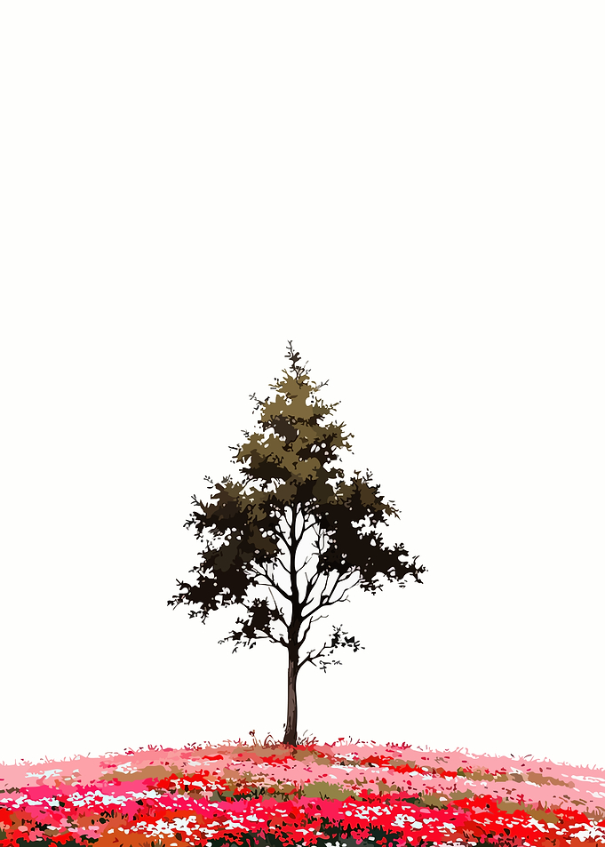 Lone Tree in a Field of Flowers