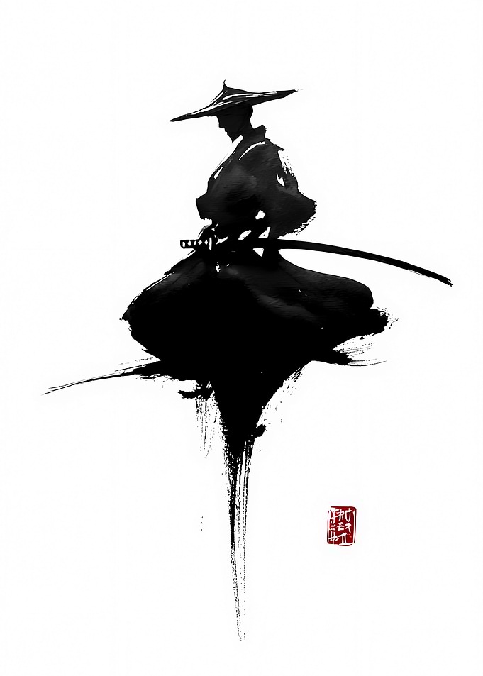 Samurai Warrior Ink Painting
